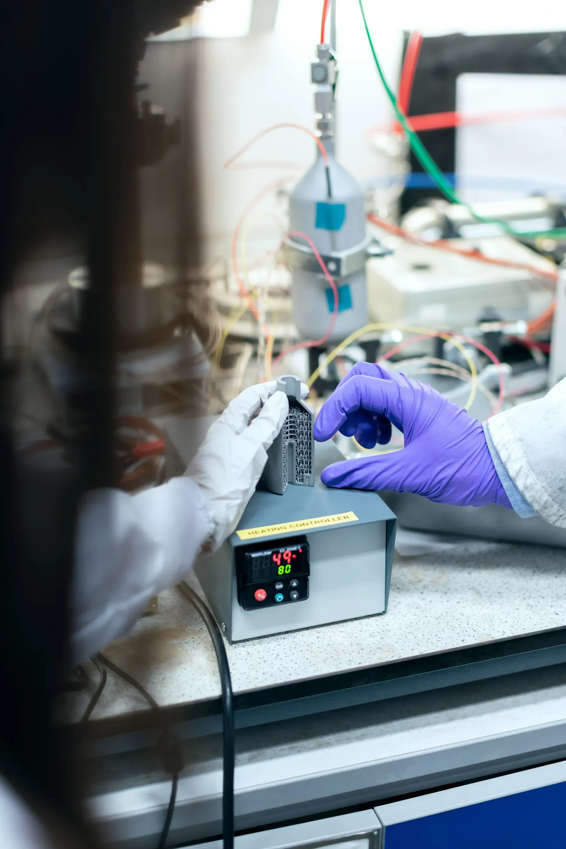 An electrical control panel being inspected on site